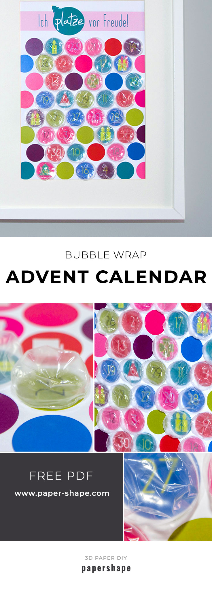 diy Christmas Advent calender from bubble wrap - free printable from #papershape