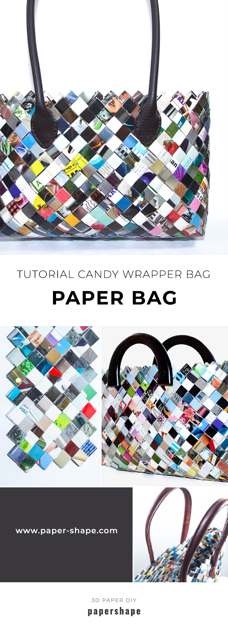 tutorial: candy wrapper bag from magazine leftovers diy #papershape  