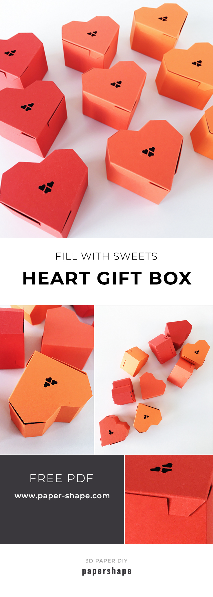 diy paper craft tutorial: heart gift box with free printable from #papershape