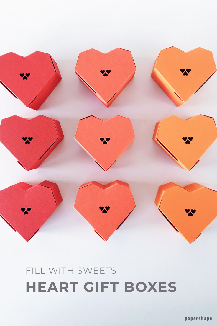 diy paper craft tutorial: heart gift box with free template from #papershape