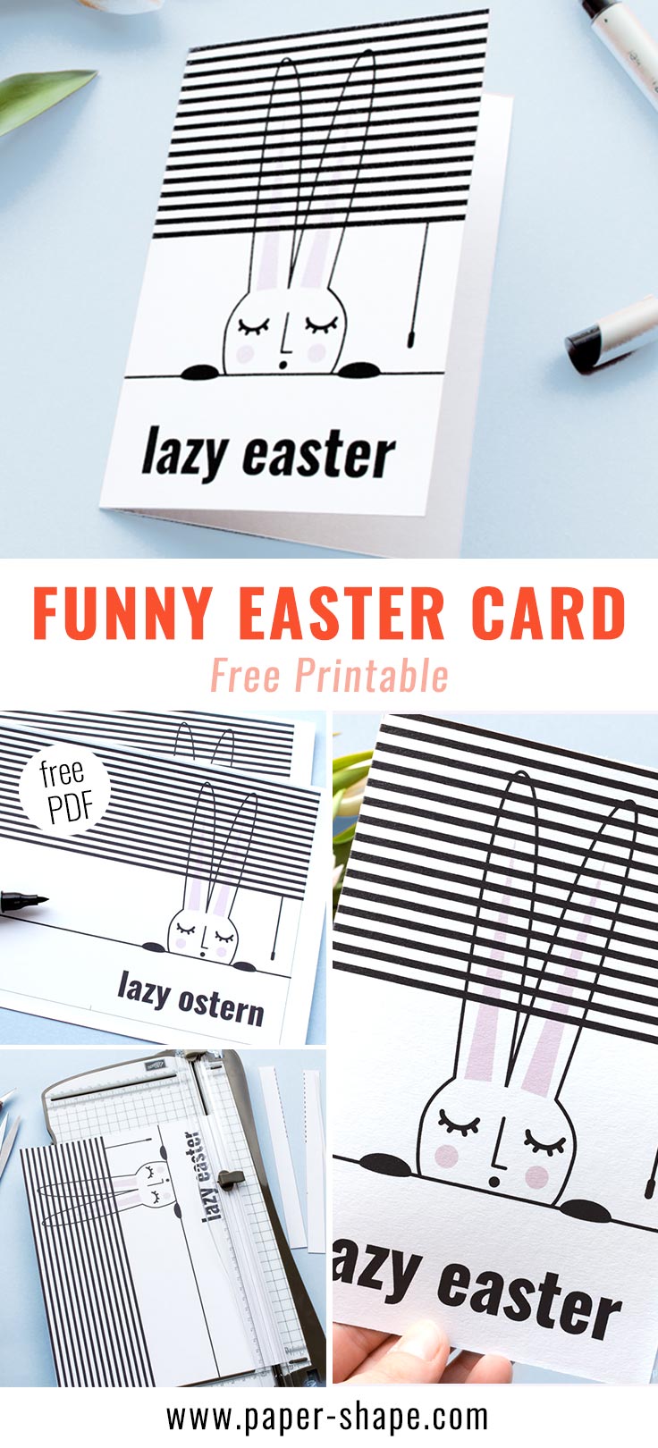 Handmade funny Easter card with free template./ PaperShape #eastergreetingcards #easter #papercraft #diy #papershape