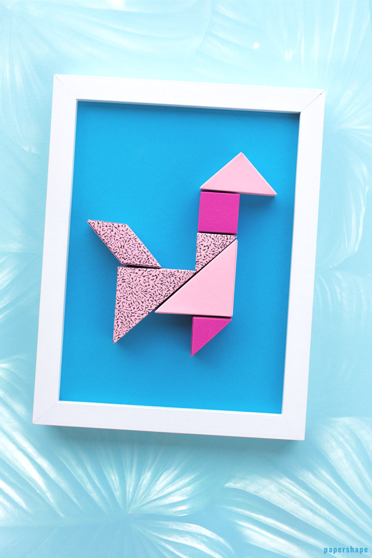 diy wall decor from paper: cute tangram lama super easy and fun to make (free printable) / PaperShape #papershape #diy #walldecor