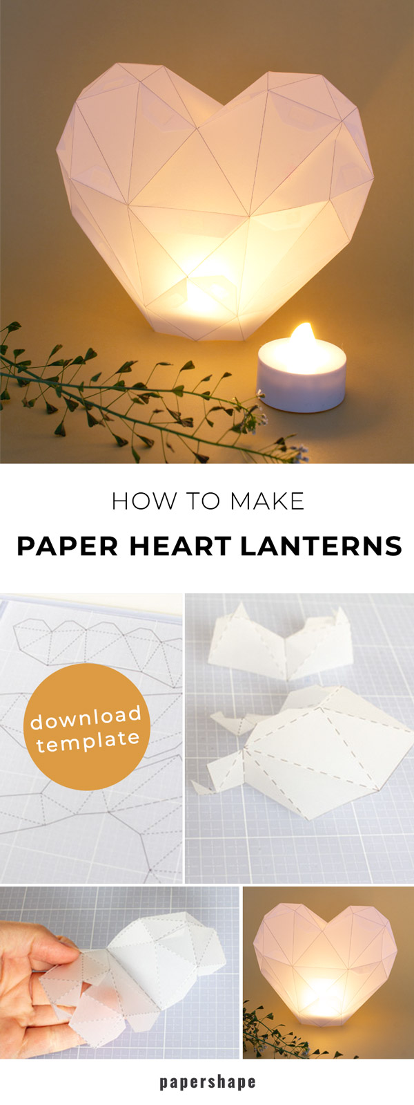 DIY heart lantern as a centerpiece for the wedding table #papercraft #weddinglantern #diy  