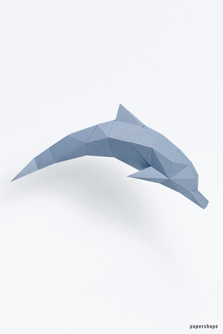 3d Delfin aus Papier zum basteln - DIY Papierskulpturen #papershape