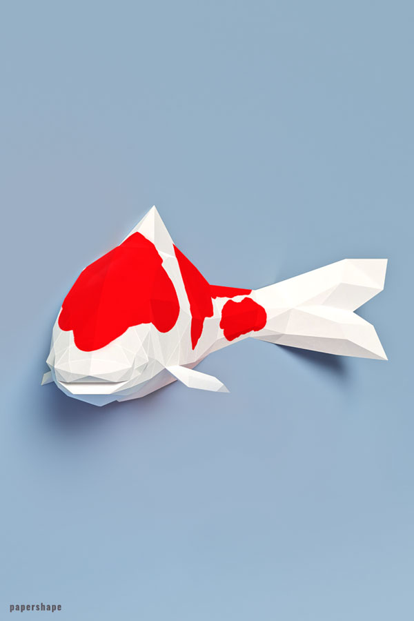 DIY Koi Fische aus Papier - Vorlage downloaden #origami #wanddeko #bastelnmitpapier #papershape