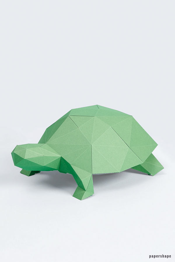 3d Schildkröte aus Papier zum Basteln - DIY Papiertier #papershape