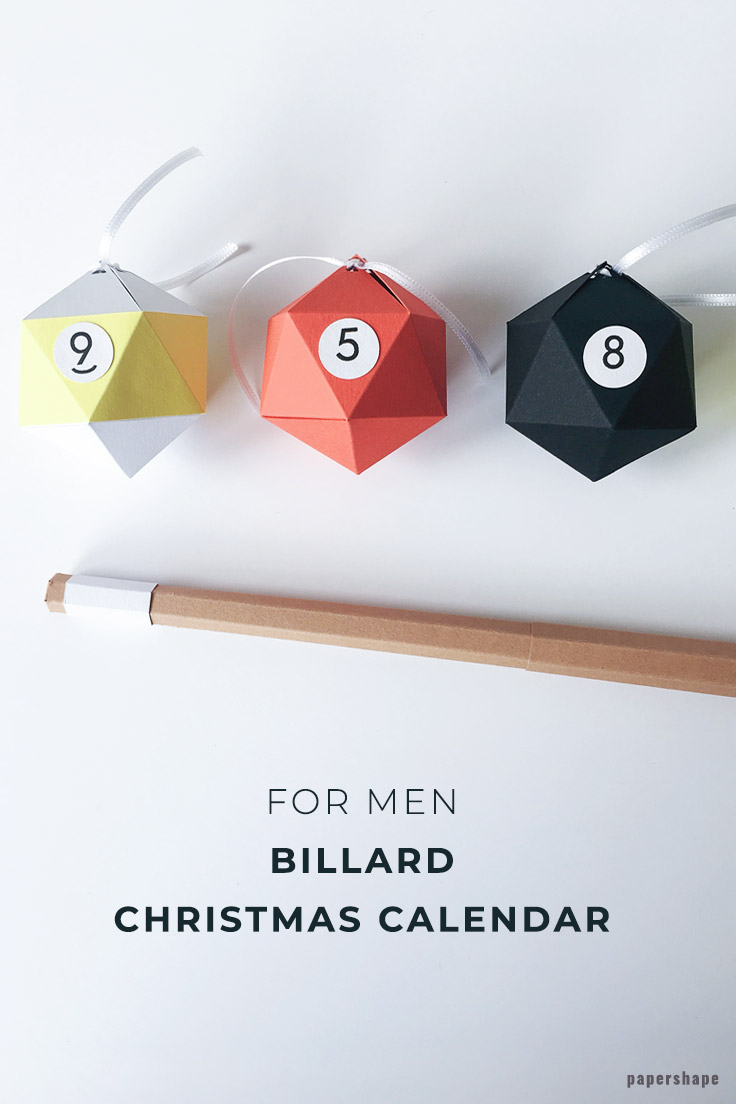diy billard advent calendar for your boyfriend - free template from #papershape 