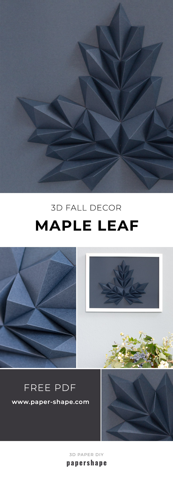 fall craft: 3d maple leaf as cool wall decor - free template #papershape   