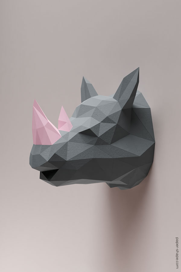 Papercraft Nashorn als Wanddeko #papercraft #diy #bastelnmitpapier  