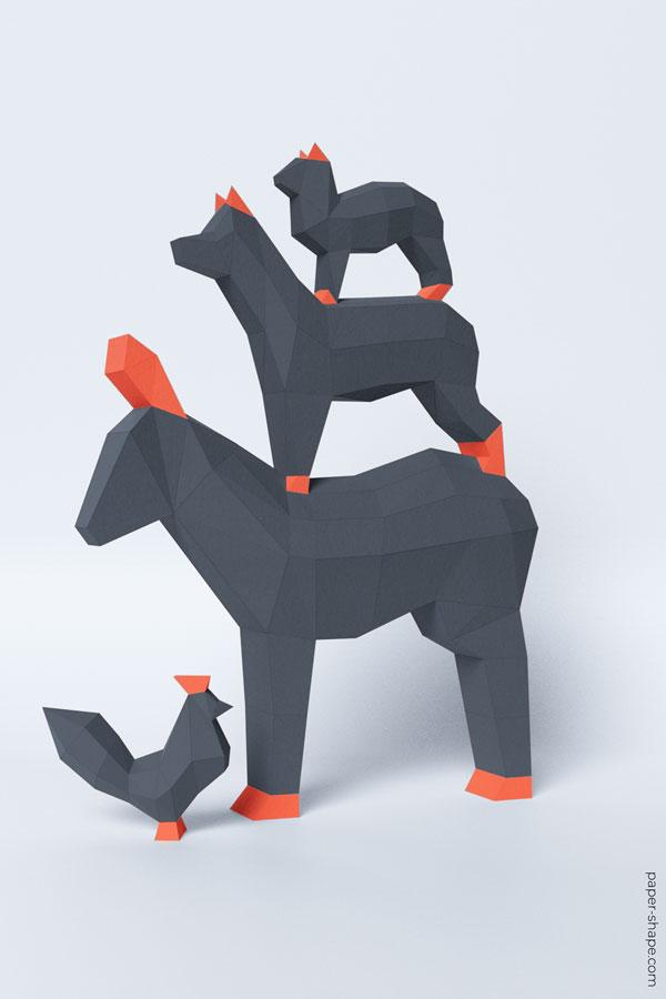 How to make paper Bremen Town Musicians #papercraft #diy 