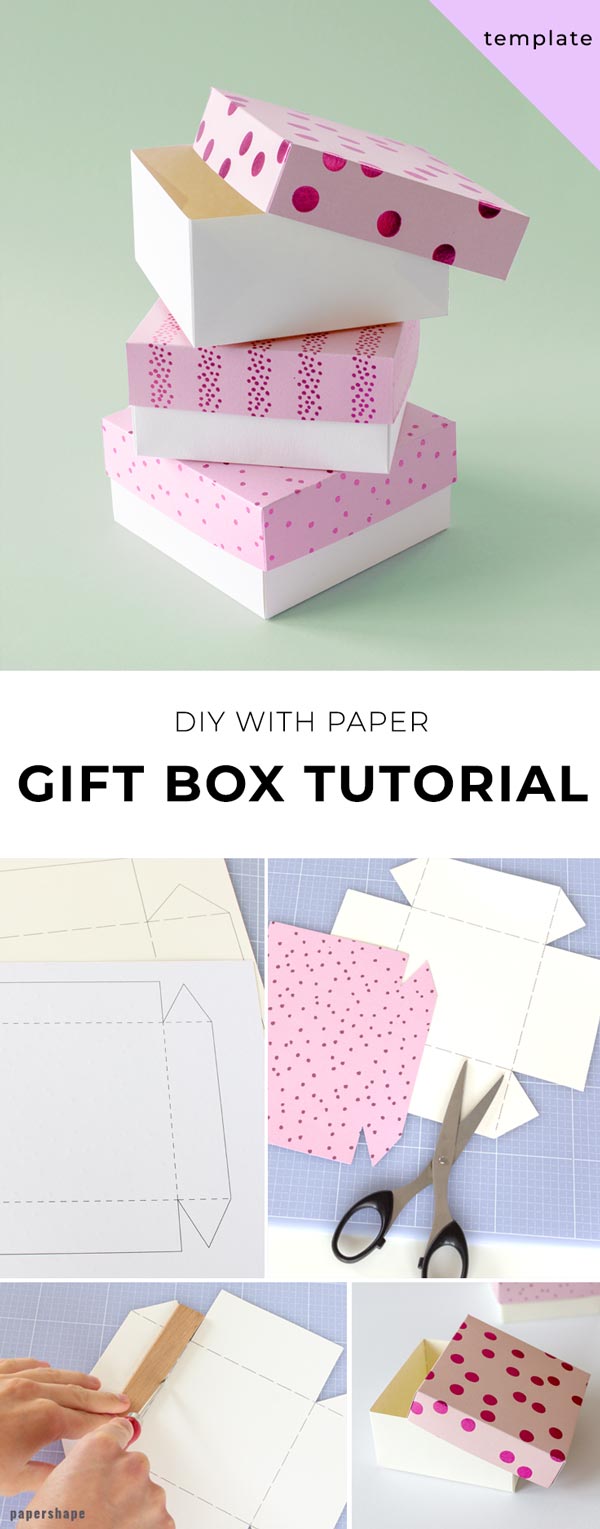 Learn how to make this simple diy gift box - tutorial with template #papercraft #howto #giftbox 