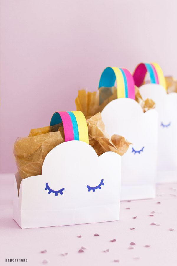 How to make paper gift bags - rainbow and clouds #papercraft