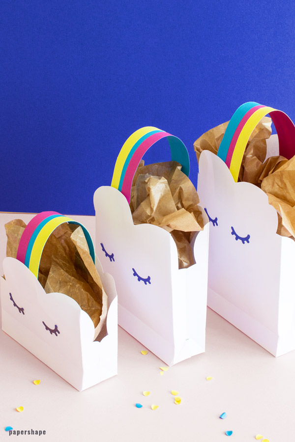 How to make paper gift bags - rainbow and clouds #papercraft