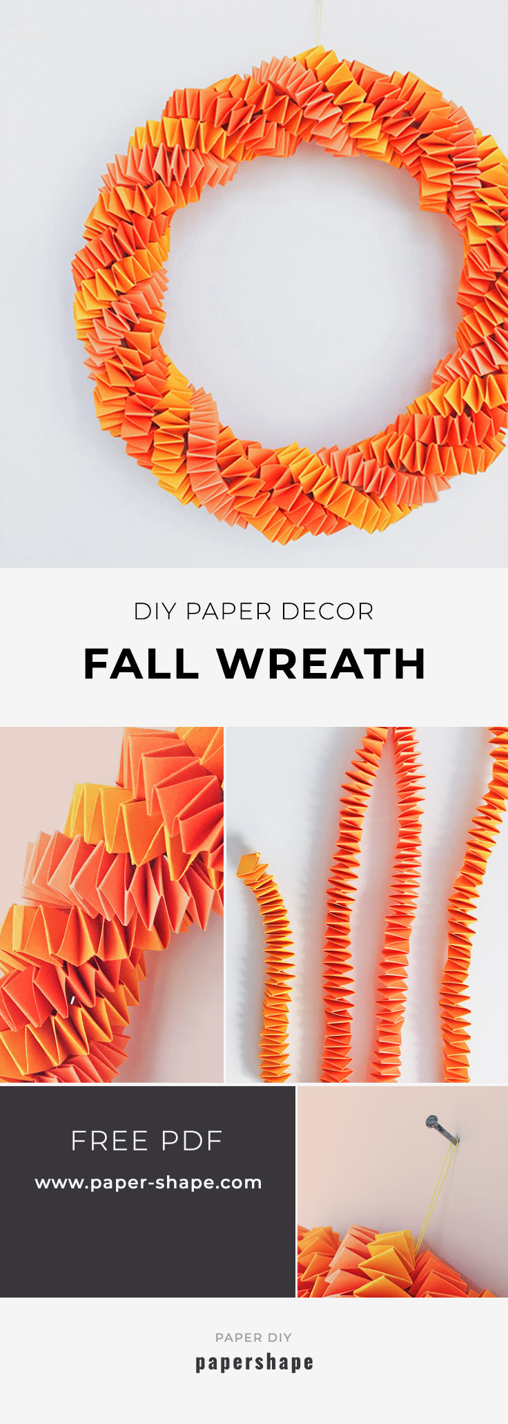 fall craft: diy fall wreath with paper strings. easy to make even with children #papershape