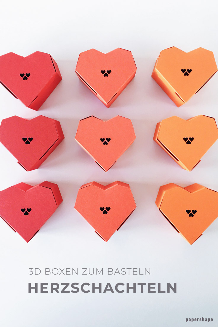 DIY Herzschachtel selber machen mit Vorlage und Anleitung von #papershape'