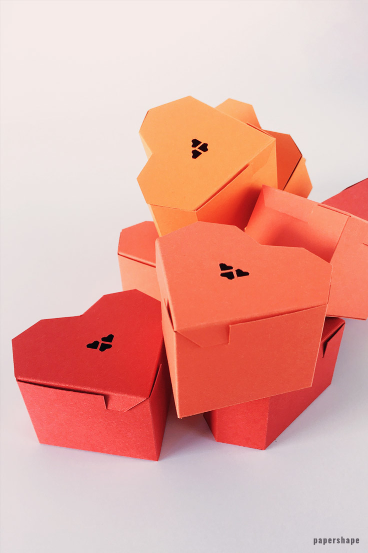 3d gemoetric heart gift box with template from papershape papershape