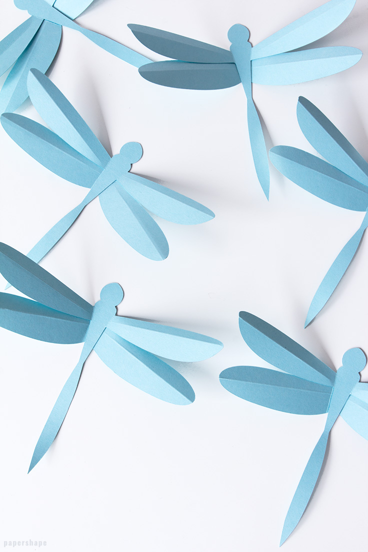 How To Make A 3d Paper Dragonfly With Template Papershape