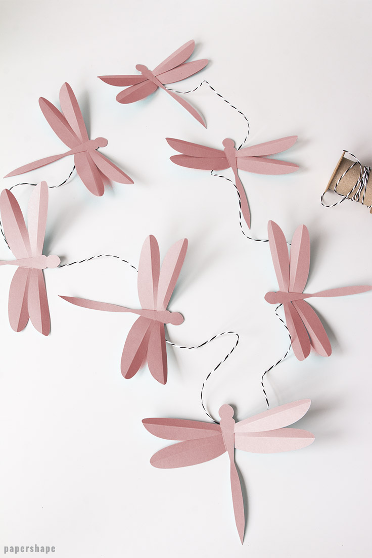 3D Dragonfly diy - cool paper craft even with kids #papershape #papercraft #diy