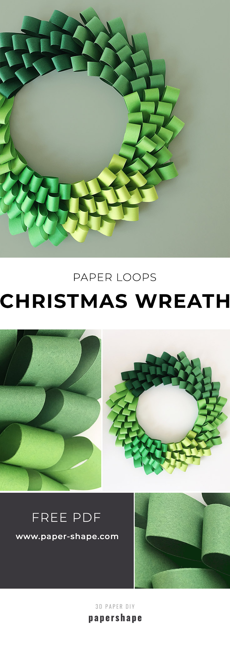 Christmas wreath diy from paper for your door oder table decor from PaperShape #papershape