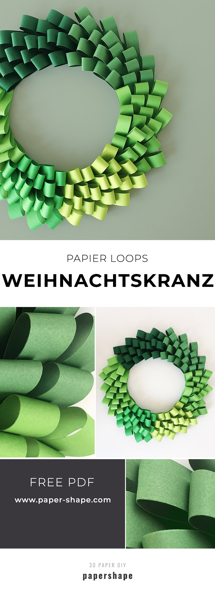 DIY Weihnachtskranz basteln für die Tür oder den Tisch von PaperShape #papershape