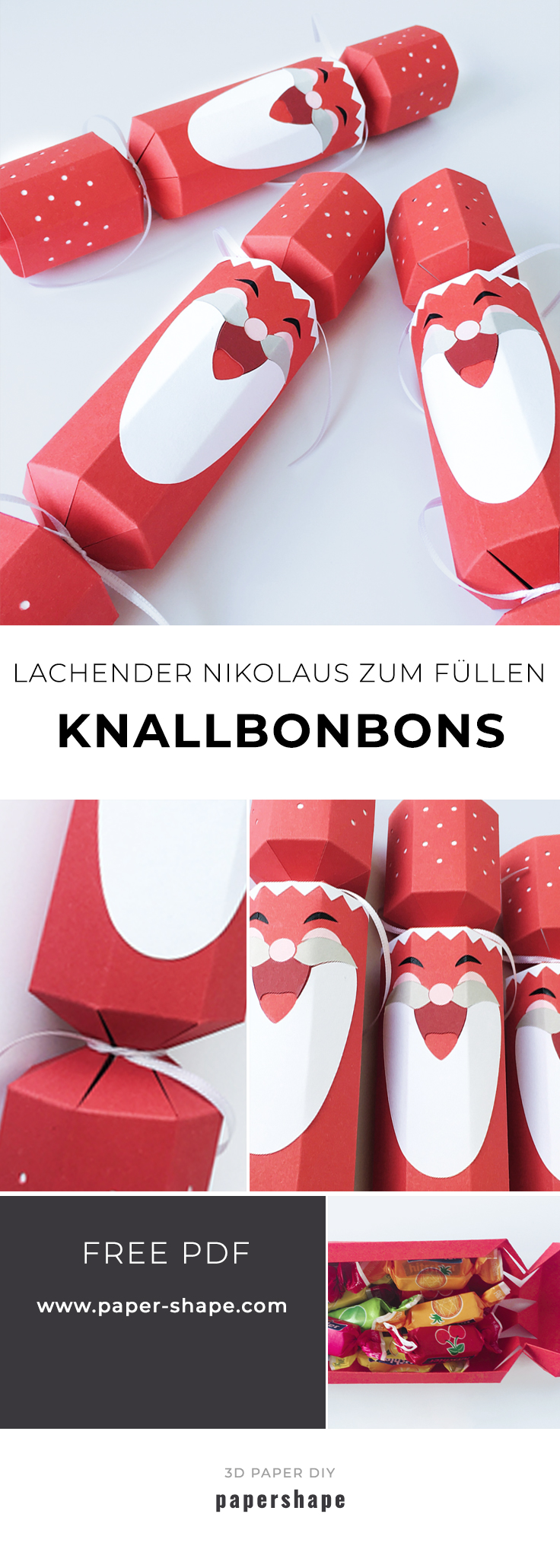 Diy Knallbonbon Als Lachenden Nikolaus Selber Basteln Mit Vorlage Papershape