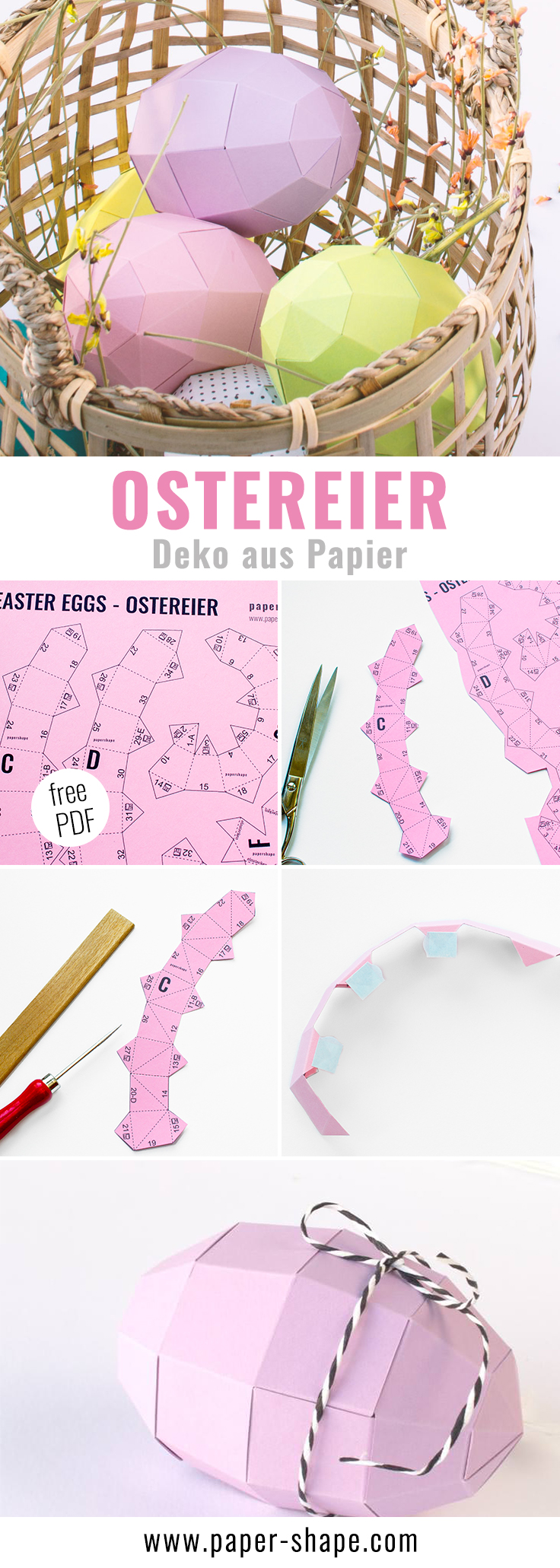 Ostereier basteln aus Papier als moderne Dekoration/ PaperShape #osterdeko #ostereier #ostern #diy #papercraft