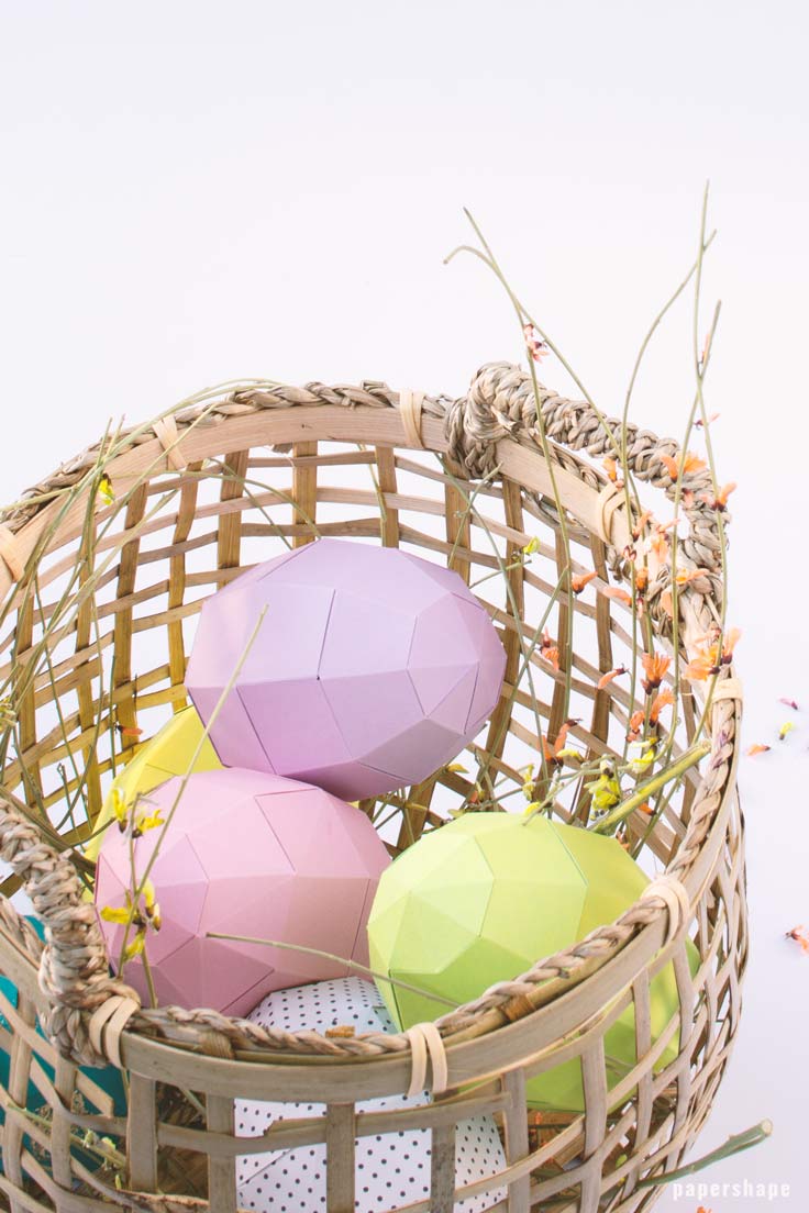 Easter egg paper craft with free template / PaperShape #eastereggs #easter #papercraft #diy