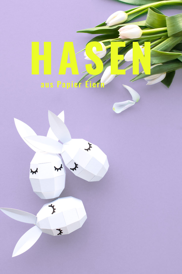 Papier Osterhasen mit süßen Wimpern basteln als Osterdeko / PaperShape #osterhase #osterdeko #ostereier #ostern #diy #papercraft