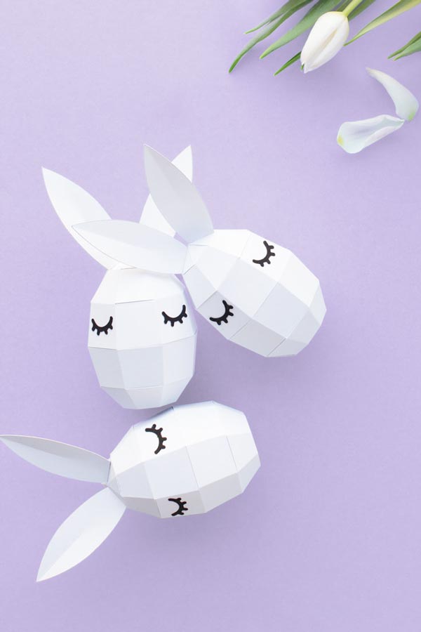 Osterdeko basteln: Hase mit trendy Wimpern und kostenloser Vorlage / PaperShape #osterhase #osterdeko #ostereier  #diy