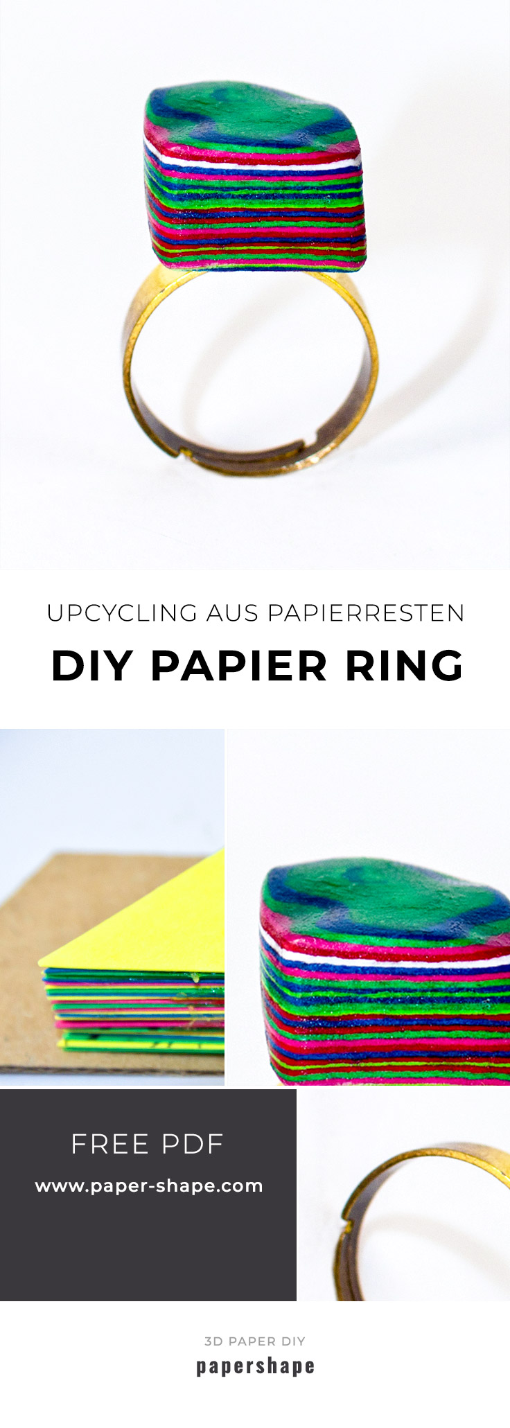 DIY Papier Ring selber machen aus Papierresten #papershape