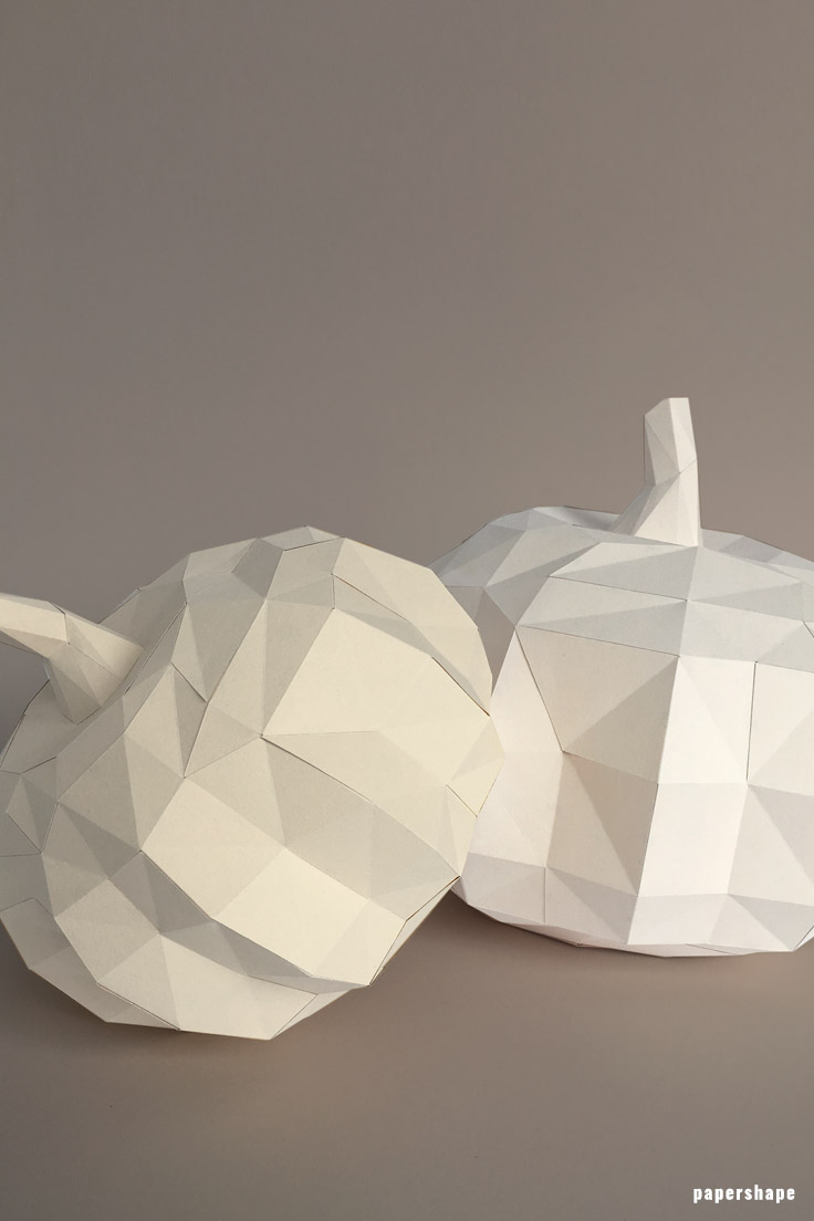 Kürbis basteln aus Papier als Deko zum Herbst für den Tisch oder Eingang - #papershape 