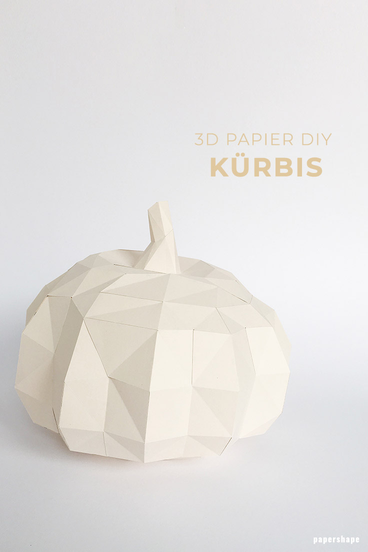 Kürbis basteln aus Papier als Deko zum Herbst für den Tisch oder Eingang - #papershape 