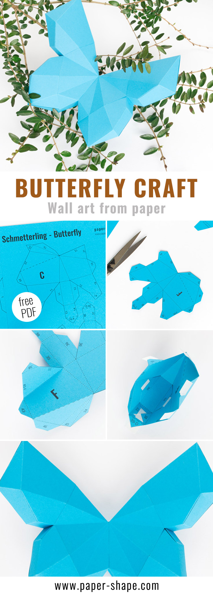 Paper craft your 3d butterflies from paper. cool wall decor / PaperShape #papershape #butterefly