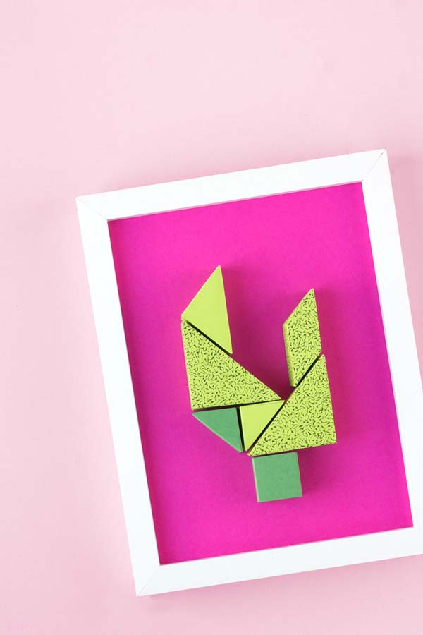 DIY Wanddeko aus Papier: Tangram Kaktus einfach und schnell selber machen mit der kostenlosen Vorlage / PaperShape #papershape #diy