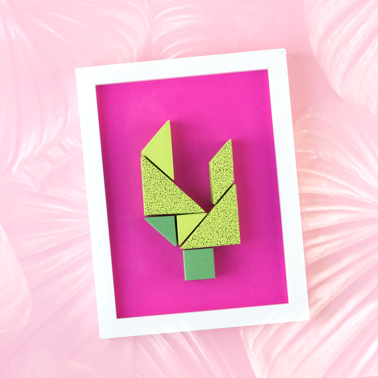 Coole Wanddeko DIY aus Papier: Kaktus Tangram - Papershape