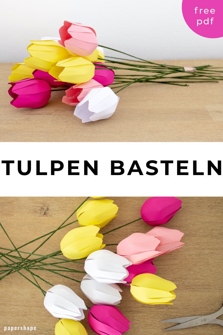 Einfache Blumen basteln aus Papier mit Kindern. Anleitung und Vorlage nach dem Klick. #papercrafts #papercraft #bastelnmitpapier #bastelnmitkindern