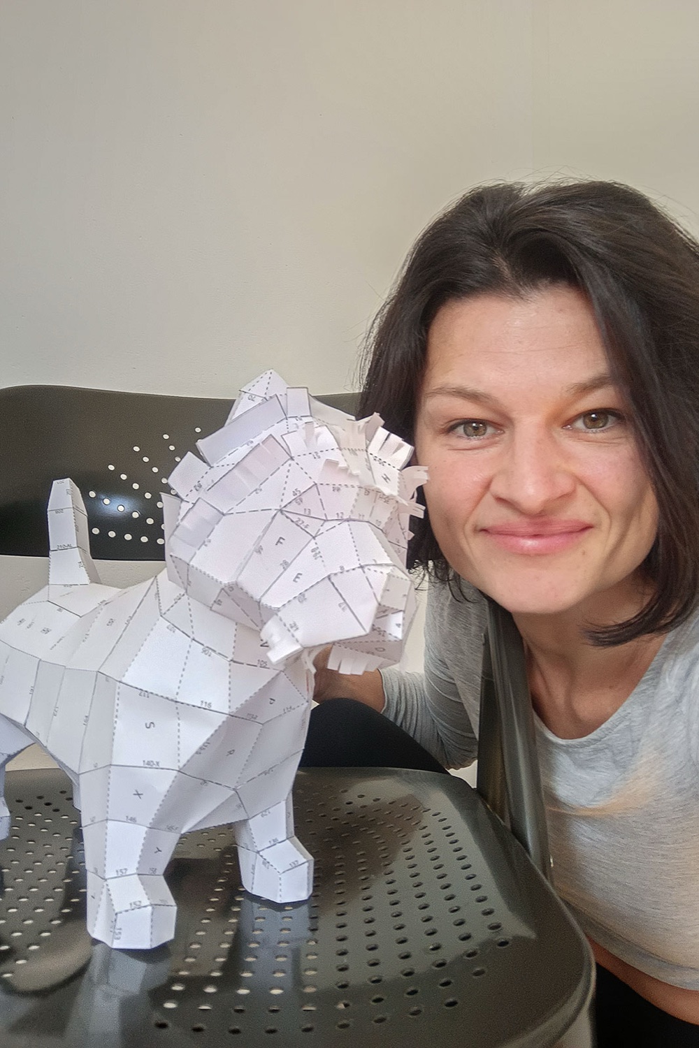 West Highland White Terrier made of paper as a 3D papercraft model