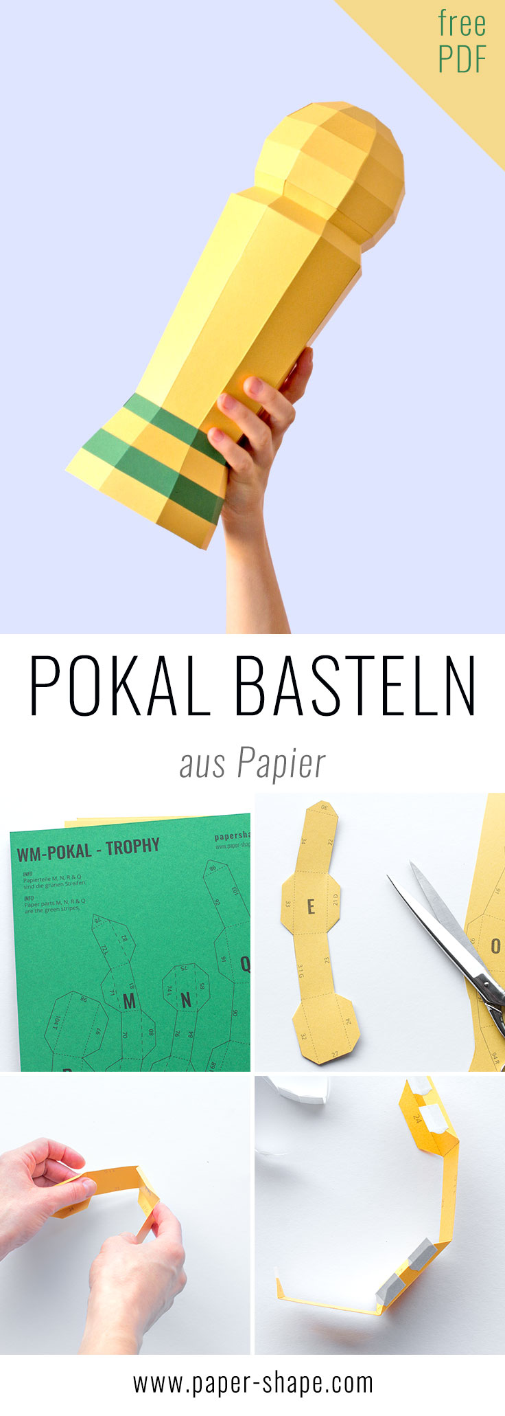 Fussball-DIY basteln aus Papier zur WM / PaperShape #basteln #diy #papier #partyideas
