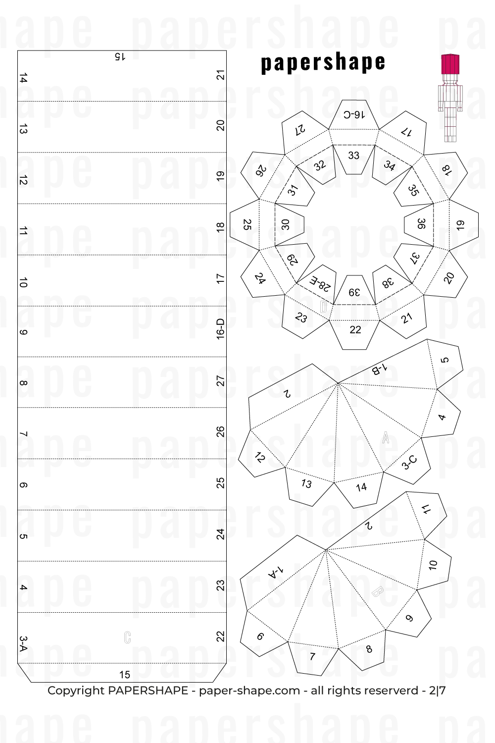3D Papercraft nutcracker Template Preview PDF