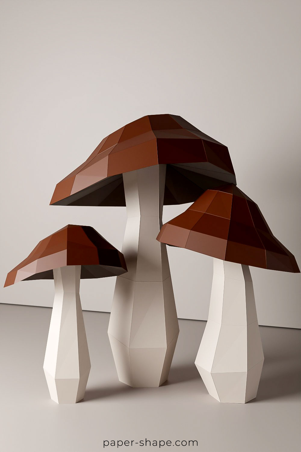 Papercraft Mushrooms in brown and chamois
