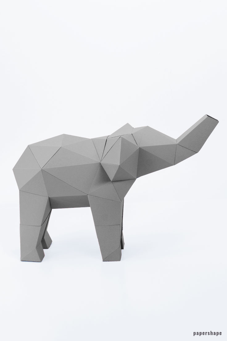 3D Elefant aus Papier Deko Papiertier zum selber Basteln  #papershape