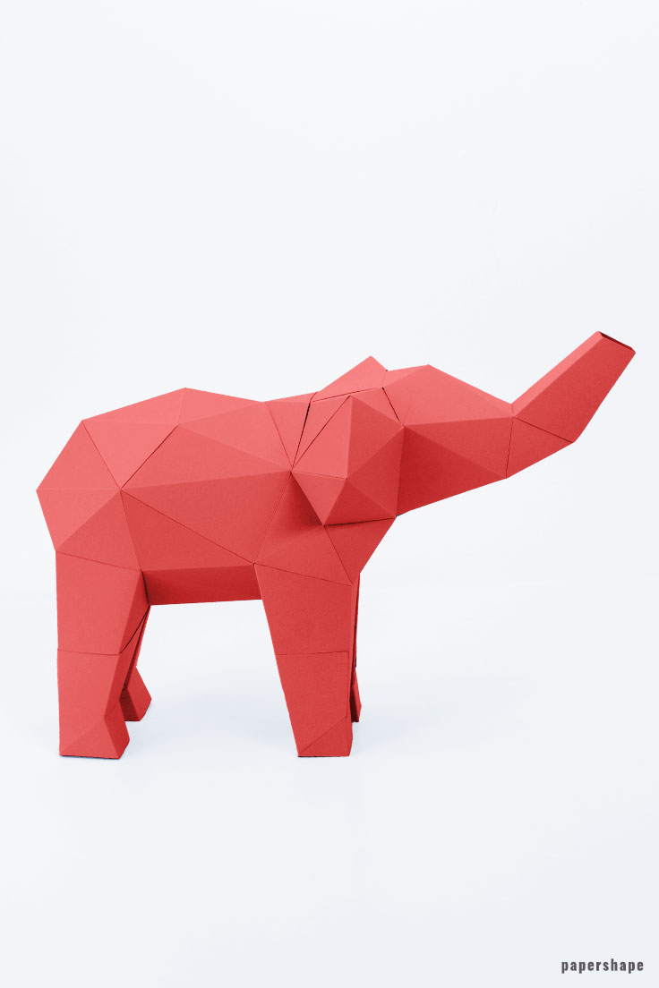Geometric 3d paper elephant diy #papershape