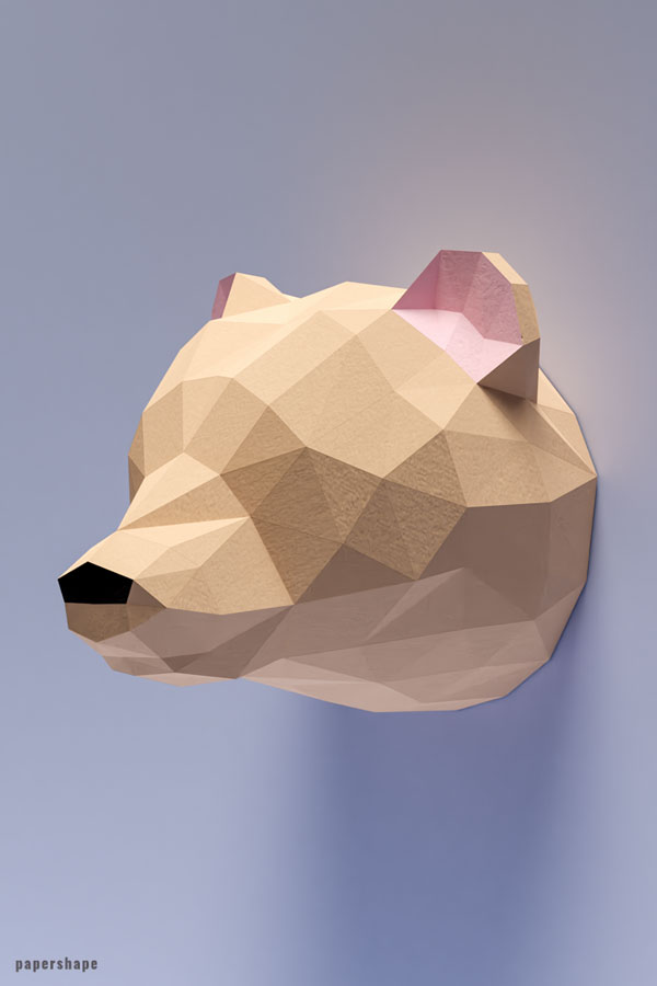 Papercraft bear Make your own wall art #papercraft #diy #wallart #papershape #bear