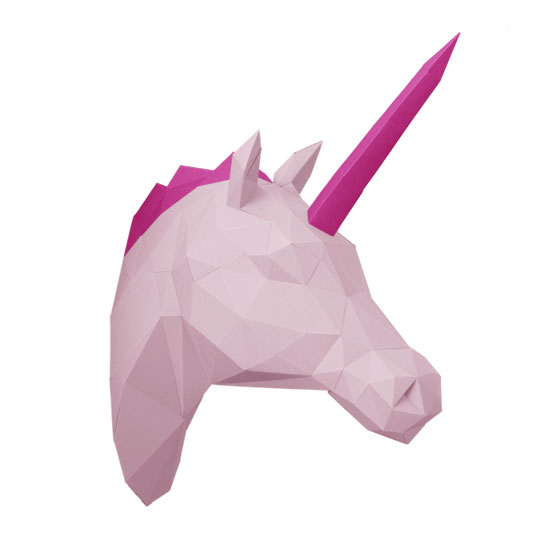 3d unicorn trophy from paper - diy papersculpture as unique wall decor #papershape 