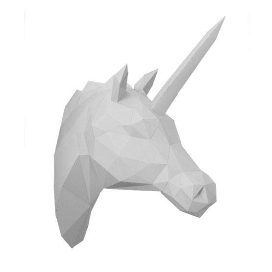 3D Einhorn Kopf aus Papier zum basteln - DIY Papierskulptur als Wanddeko #papershape