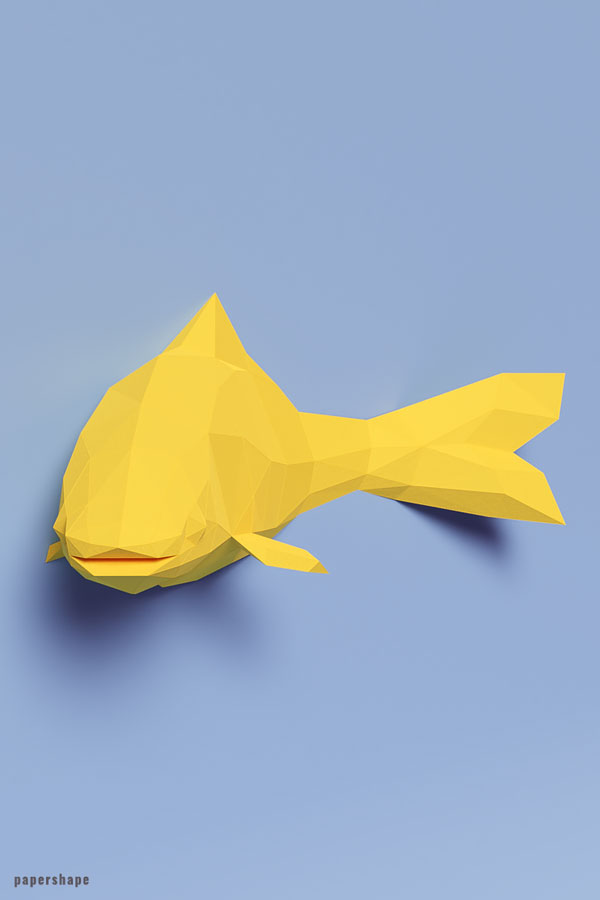 DIY Fische aus Papier basteln - Vorlage downloaden #origami #wanddeko #bastelnmitpapier #papershape
