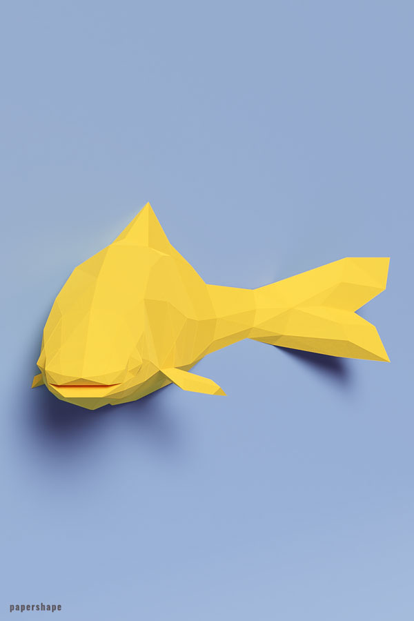 Papercraft fish Make your own wall art #papercraft #diy #wallart #papershape #donkey