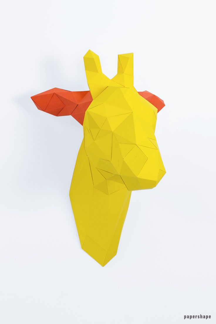 3d Papier Giraffe als Wanddeko - diy Papierskulptur #papershape 