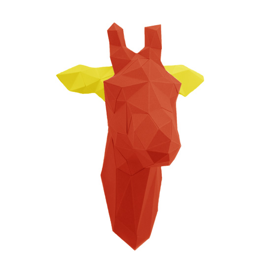 3d Giraffe animal head from paper - diy #papershape