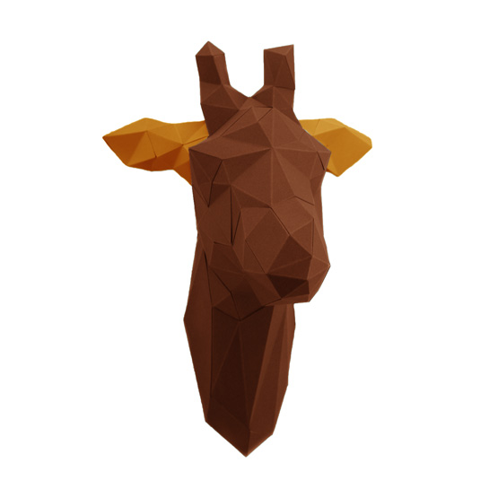 3d Giraffe animal head from paper - diy #papershape
